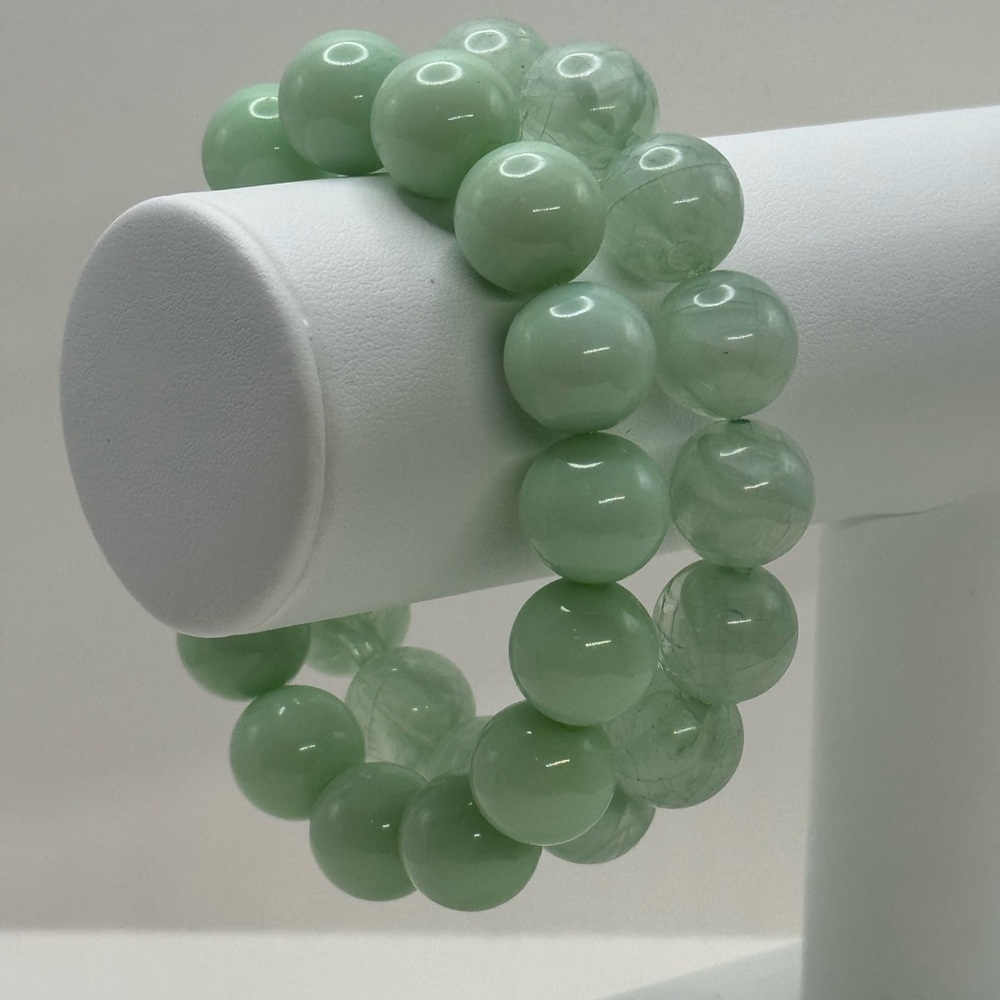 Green chunky Beadsyretch Bracelet set